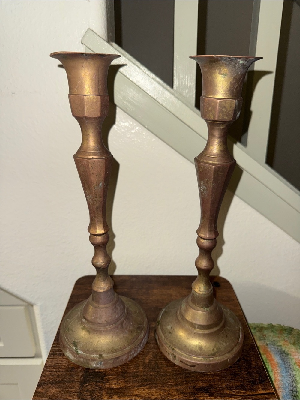 Vintage Brass Candlestick Pair - Classic Brass Home Accent